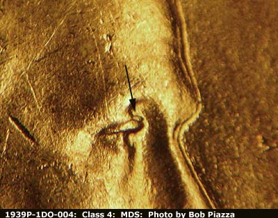 1939 Lincoln cent obverse, CopperCoins die 1939P•1DO•004.