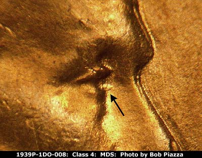 1939 Lincoln cent obverse, CopperCoins die 1939P•1DO•008.