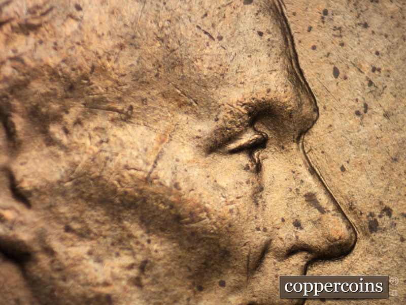 1939 Lincoln cent obverse, CopperCoins die 1939P•1DO•010.