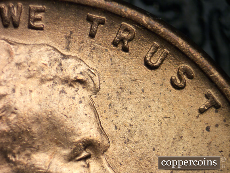Die-stage B marker on 1939P•1DO•010 (1939 Doubled Die Obverse).
