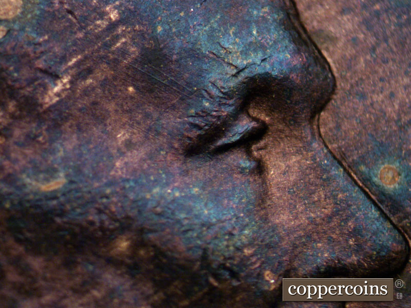 1939 Lincoln cent obverse, CopperCoins die 1939P•1DO•012.