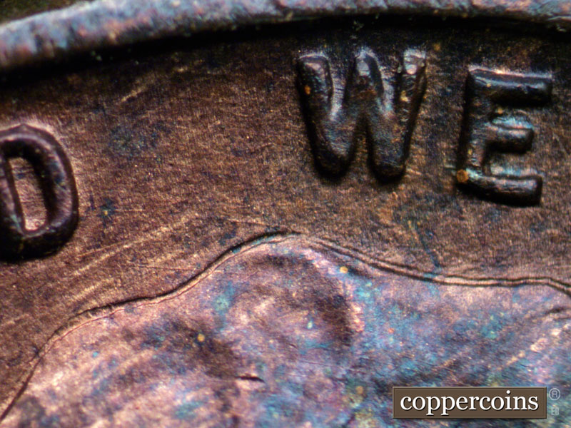 Die-stage B marker on 1939P•1DO•012 (1939 Doubled Die Obverse).
