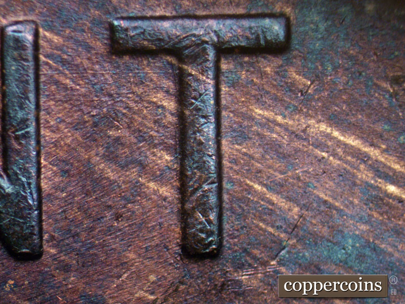 Die-stage B marker on 1939P•1DO•012 (1939 Doubled Die Obverse).