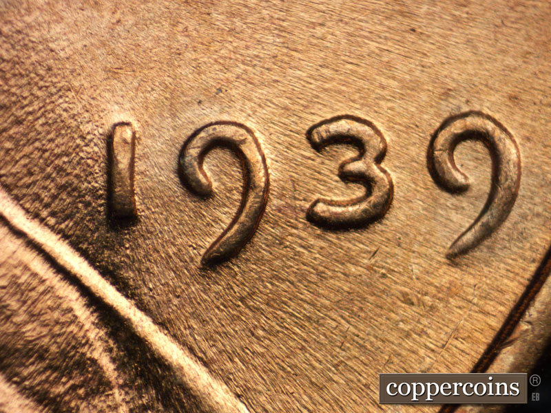 Die-stage C marker on 1939P•1DR•001 (1939 Doubled Die Reverse).