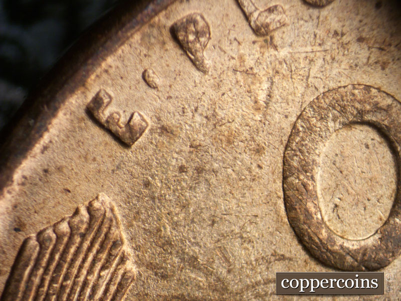 1939 Lincoln cent obverse, CopperCoins die 1939P•1DR•005.