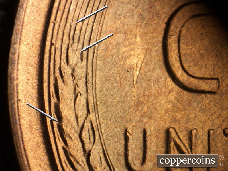 Die-stage B marker on 1939S•1MM•002 (1939 Repunched Mint Mark).