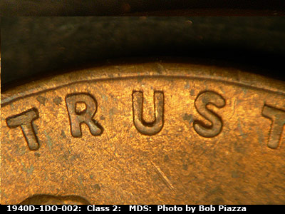 Die-stage B marker on 1940D•1DO•002 (1940 Doubled Die Obverse).