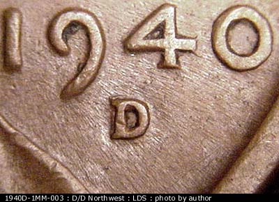 Die-stage C marker on 1940D•1MM•003 (1940 Repunched Mint Mark).