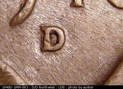 Die-stage C marker on 1940D•1MM•003 (1940 Repunched Mint Mark).
