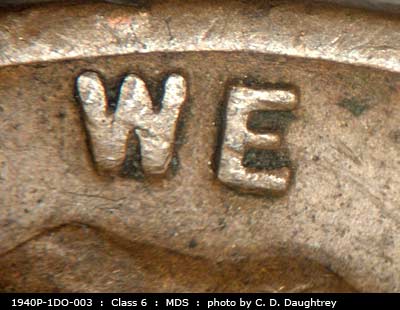 Die-stage B marker on 1940P•1DO•003 (1940 Doubled Die Obverse).