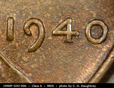 1940 Lincoln cent obverse, CopperCoins die 1940P•1DO•006.