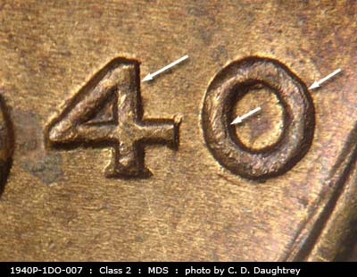 1940 Lincoln cent obverse, CopperCoins die 1940P•1DO•007.