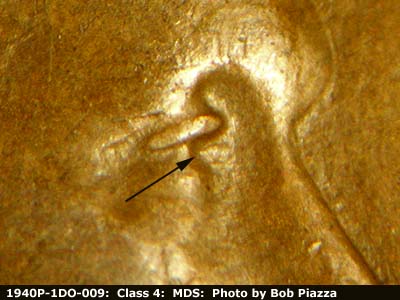 1940 Lincoln cent obverse, CopperCoins die 1940P•1DO•009.
