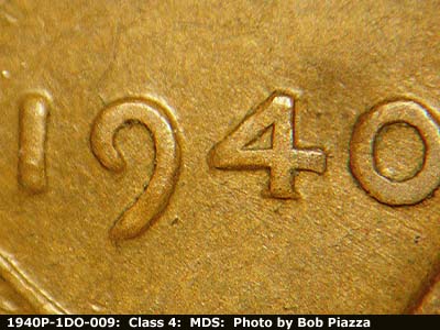 Die-stage B marker on 1940P•1DO•009 (1940 Doubled Die Obverse).