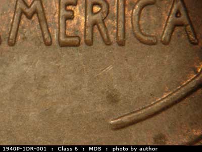 Die-stage B marker on 1940P•1DR•001 (1940 Doubled Die Reverse).