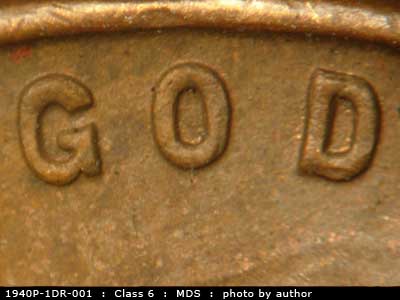 Die-stage B marker on 1940P•1DR•001 (1940 Doubled Die Reverse).