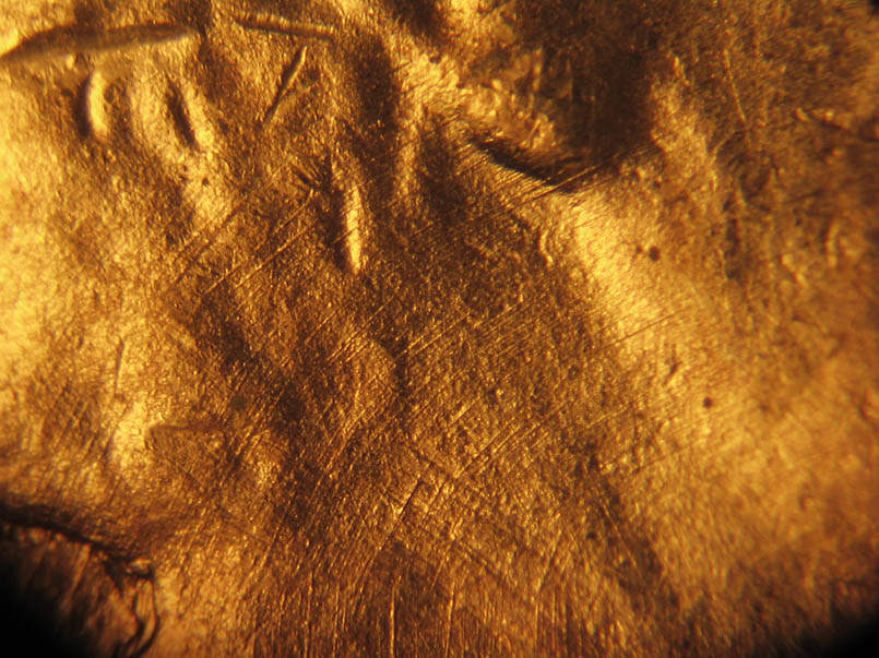 Die-stage B marker on 1940P•1DR•006 (1940 Doubled Die Reverse).