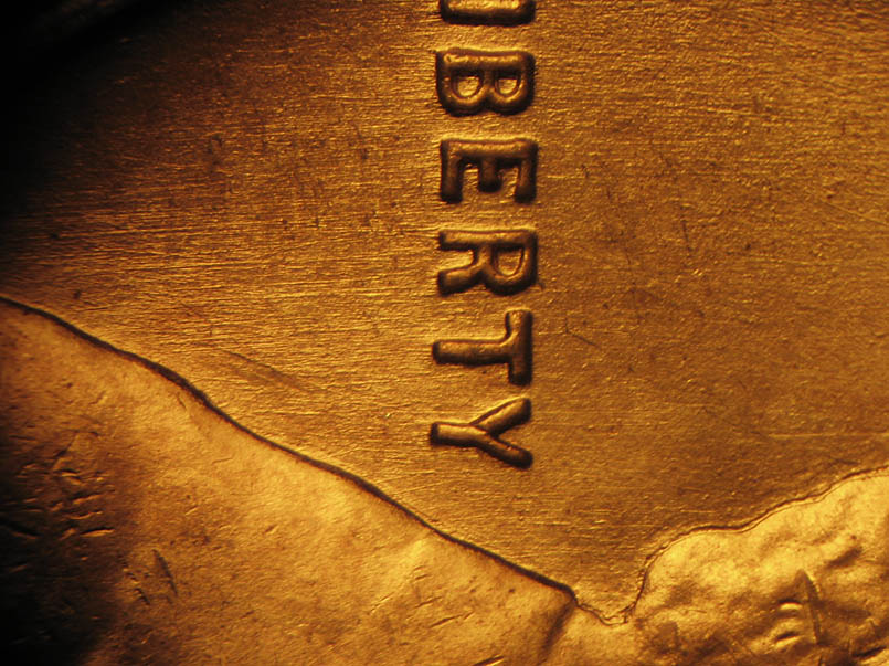 Die-stage B marker on 1940P•1DR•006 (1940 Doubled Die Reverse).