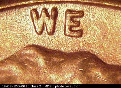 Die-stage B marker on 1940S•1DO•001 (1940 Doubled Die Obverse).
