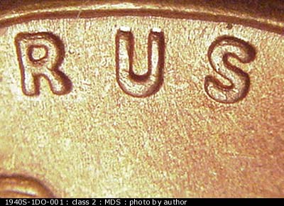 Die-stage B marker on 1940S•1DO•001 (1940 Doubled Die Obverse).