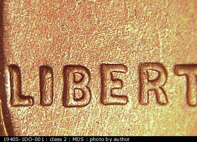 Die-stage B marker on 1940S•1DO•001 (1940 Doubled Die Obverse).