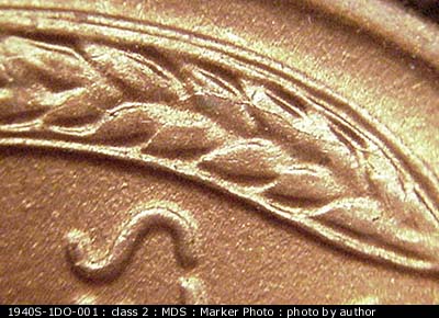 Die-stage B marker on 1940S•1DO•001 (1940 Doubled Die Obverse).