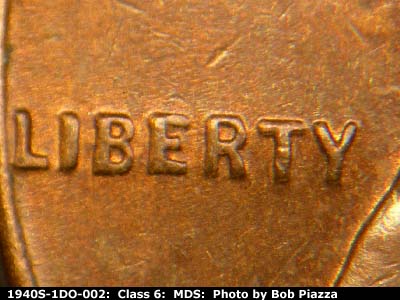 Die-stage B marker on 1940S•1DO•002 (1940 Doubled Die Obverse).