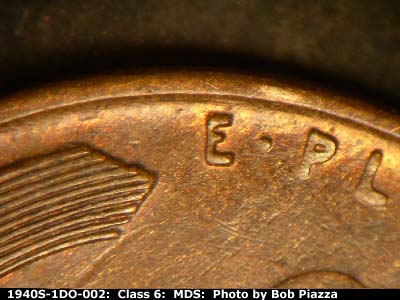 Die-stage B marker on 1940S•1DO•002 (1940 Doubled Die Obverse).