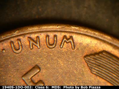 Die-stage B marker on 1940S•1DO•002 (1940 Doubled Die Obverse).