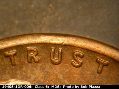 Die-stage B marker on 1940S•1DR•006 (1940 Doubled Die Reverse).
