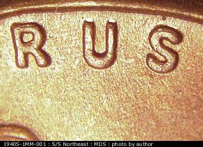 Die-stage B marker on 1940S•1MM•001 (1940 Repunched Mint Mark).