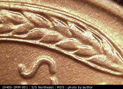 Die-stage B marker on 1940S•1MM•001 (1940 Repunched Mint Mark).