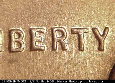 Die-stage B marker on 1940S•1MM•002 (1940 Repunched Mint Mark).
