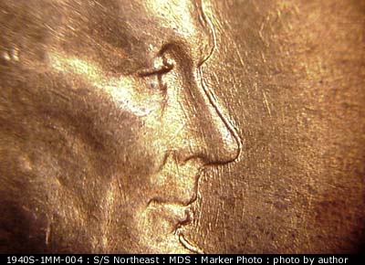 Die-stage B marker on 1940S•1MM•004 (1940 Repunched Mint Mark).