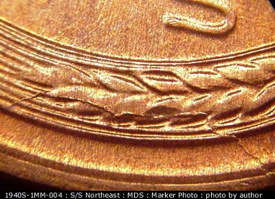 Die-stage B marker on 1940S•1MM•004 (1940 Repunched Mint Mark).