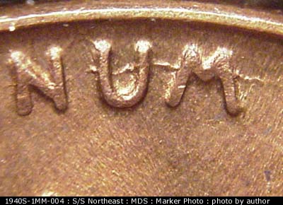 Die-stage B marker on 1940S•1MM•004 (1940 Repunched Mint Mark).