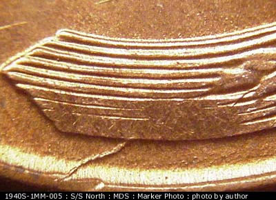 Die-stage B marker on 1940S•1MM•005 (1940 Repunched Mint Mark).