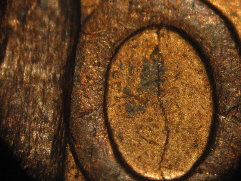 Die-stage B marker on 1940S•1MM•005 (1940 Repunched Mint Mark).
