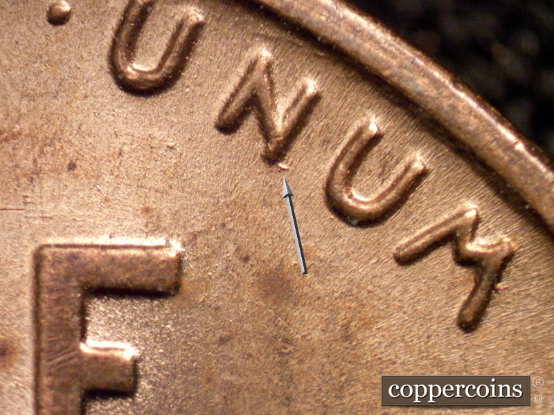 Die-stage B marker on 1940S•1MM•007 (1940 Repunched Mint Mark).