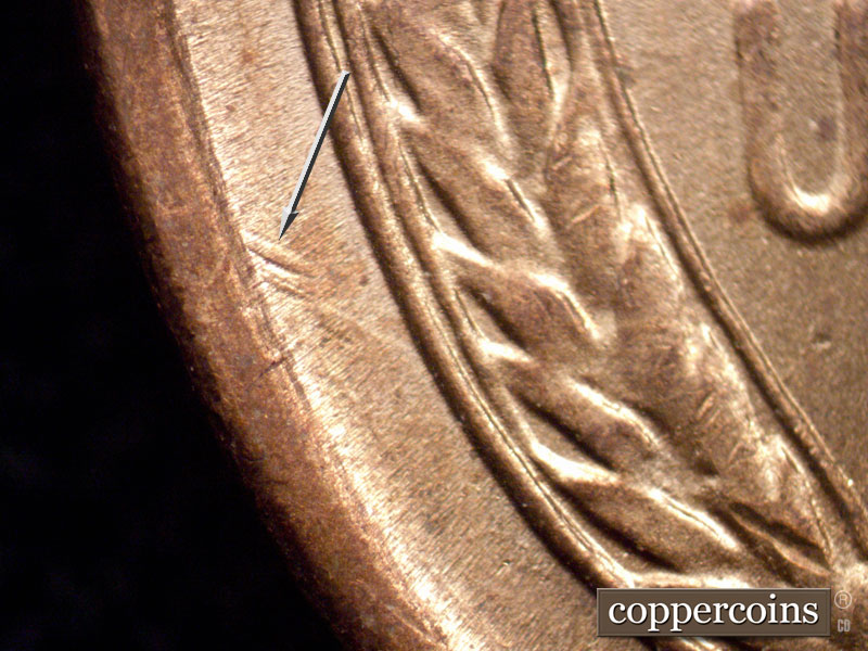 Die-stage B marker on 1940S•1MM•007 (1940 Repunched Mint Mark).