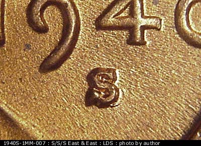 Die-stage C marker on 1940S•1MM•007 (1940 Repunched Mint Mark).