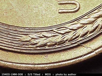 Die-stage B marker on 1940S•1MM•008 (1940 Repunched Mint Mark).