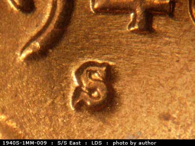 Die-stage C marker on 1940S•1MM•009 (1940 Repunched Mint Mark).