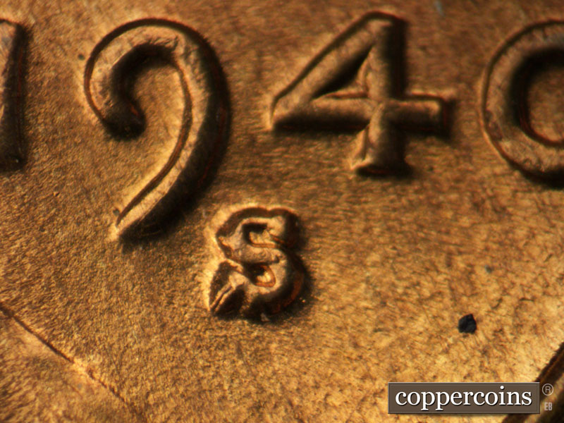 1940 Lincoln cent obverse, CopperCoins die 1940S•1MM•011.