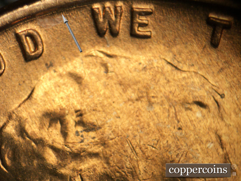 Die-stage B marker on 1940S•1MM•011 (1940 Repunched Mint Mark).