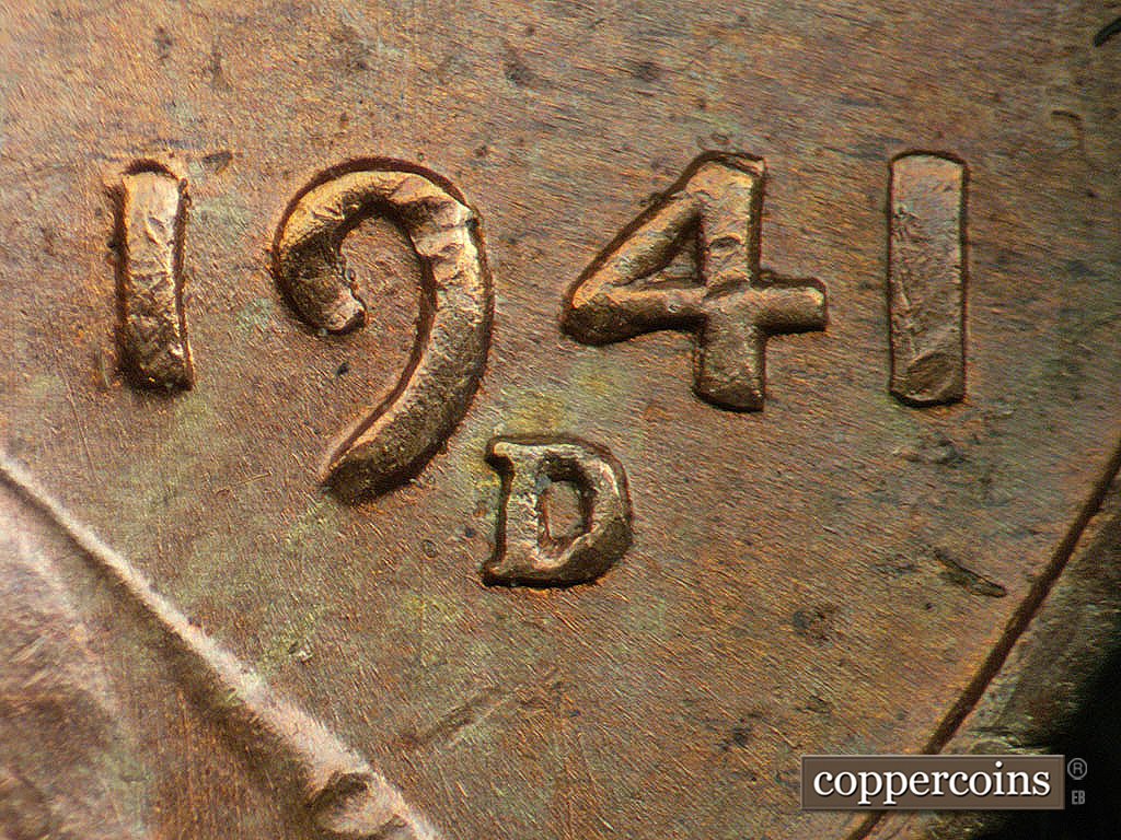Die-stage B marker on 1941D•1DO•002 showing Doubling on date.