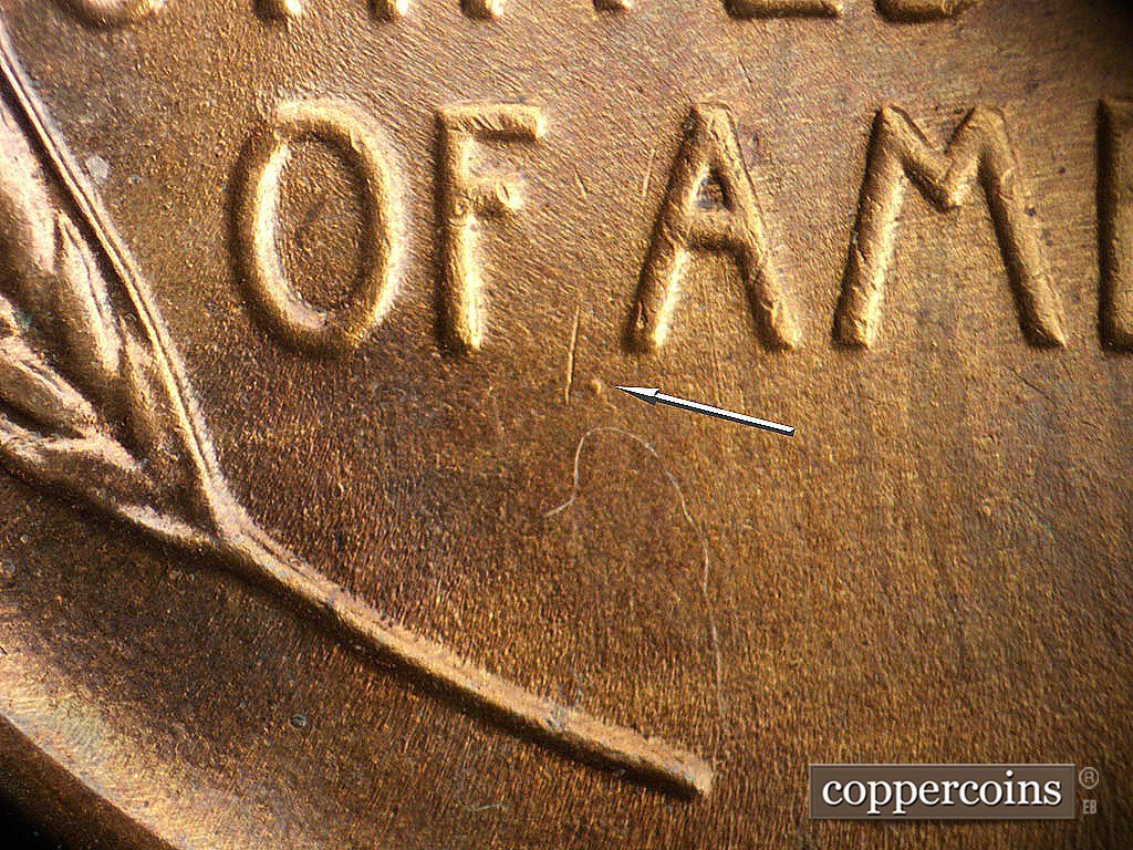 Die-stage B marker on 1941D•1DO•002 showing Die dot near first A in AMERICA.