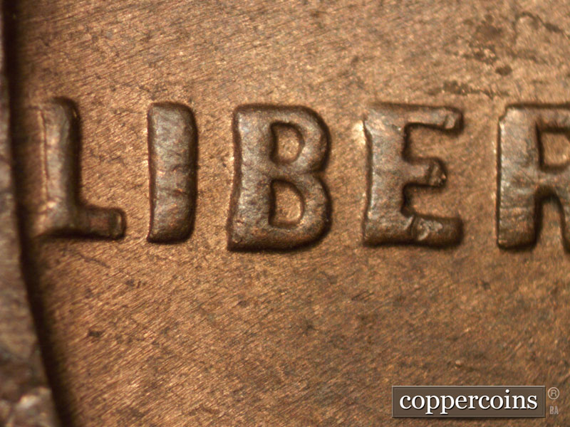 Die-stage B marker on 1941D•1DO•003 (1941 Doubled Die Obverse).