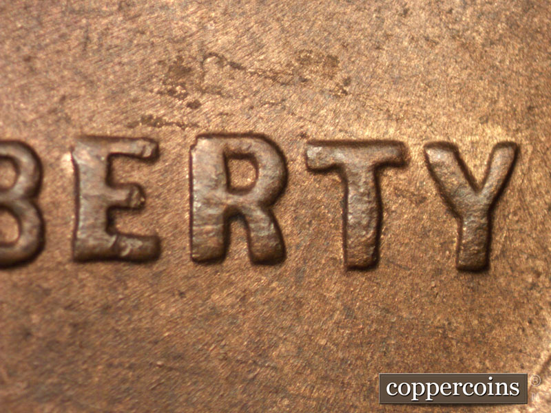 Die-stage B marker on 1941D•1DO•003 (1941 Doubled Die Obverse).