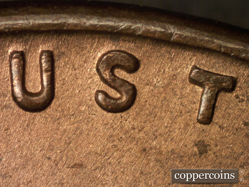 Die-stage B marker on 1941D•1DO•003 (1941 Doubled Die Obverse).